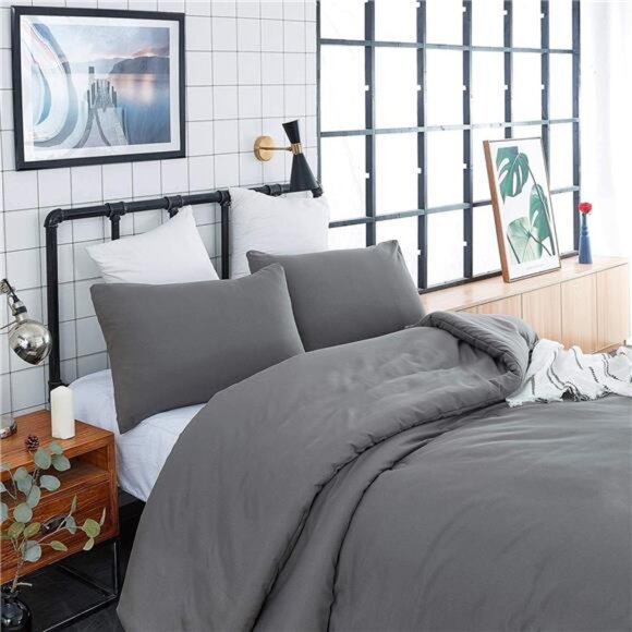 Dark Grey Comforter Set - Full Size Deep Comforter Quilt for Teen Boys - Picture 2 of 14